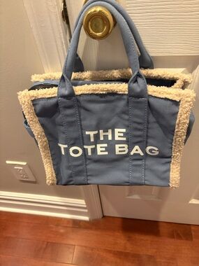 The Tote Bag Blue Sherpa-Trim Canvas Tote